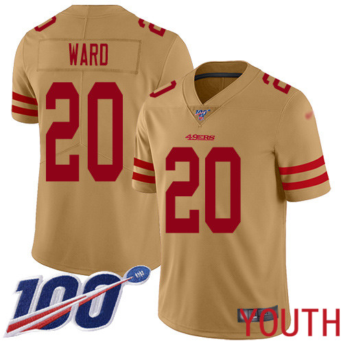 San Francisco 49ers Limited Gold Youth Jimmie Ward NFL Jersey #20 100th Season Vapor Untouchable Inverted Legend->youth nfl jersey->Youth Jersey